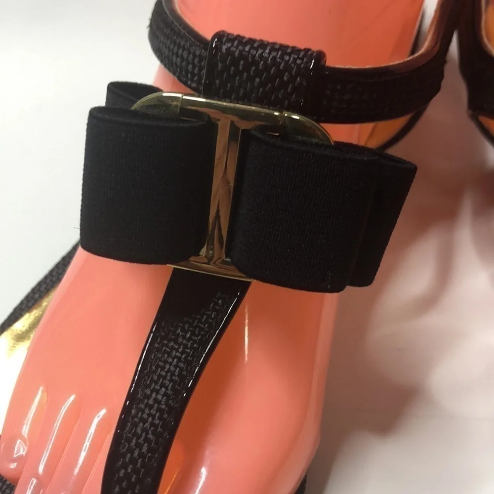 Isaac Mizrahi Black Golf Bow‎ Sandals 8.5